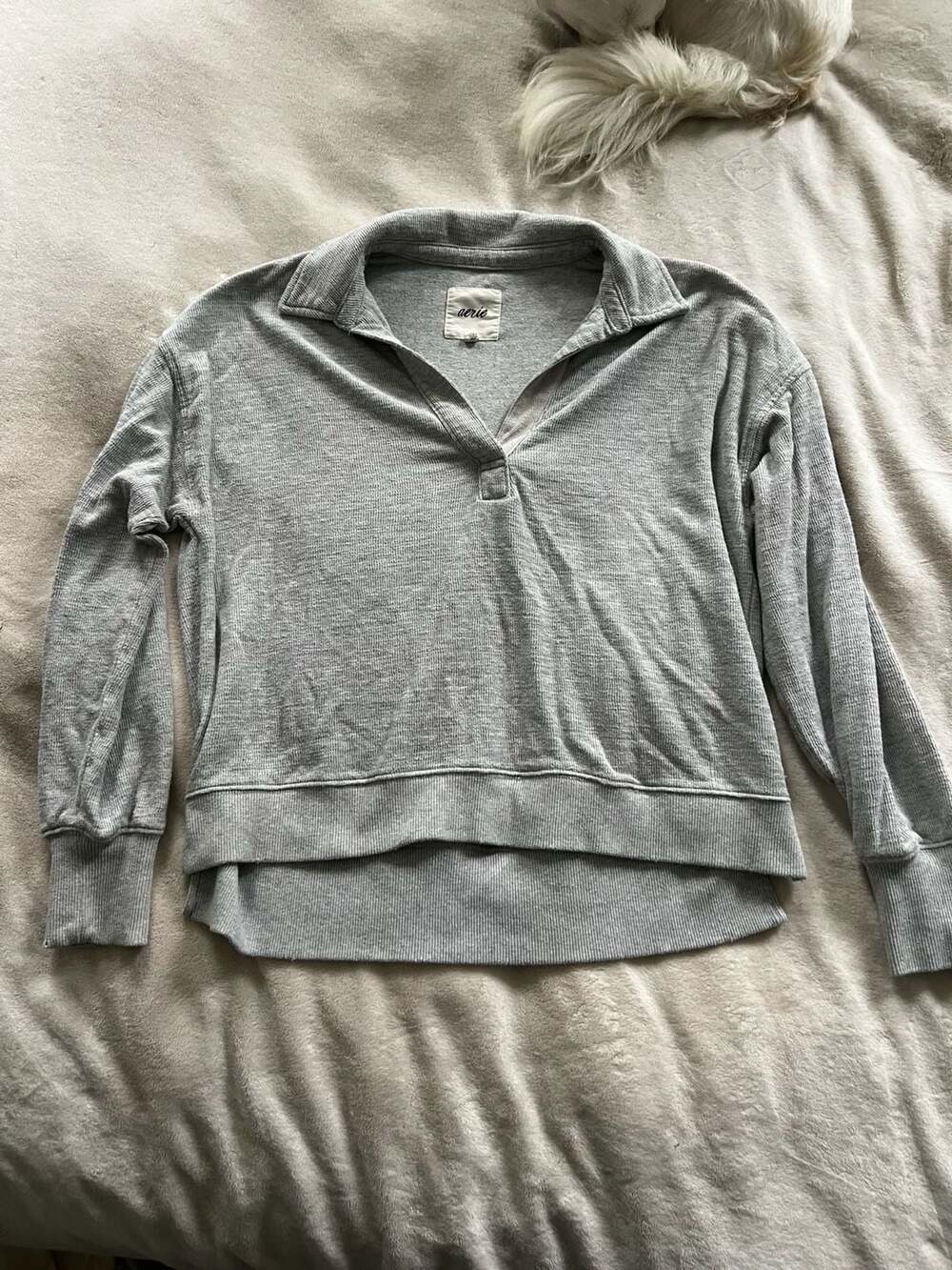 Aerie Gray Collared Long Sleeve Sweatshirt XS